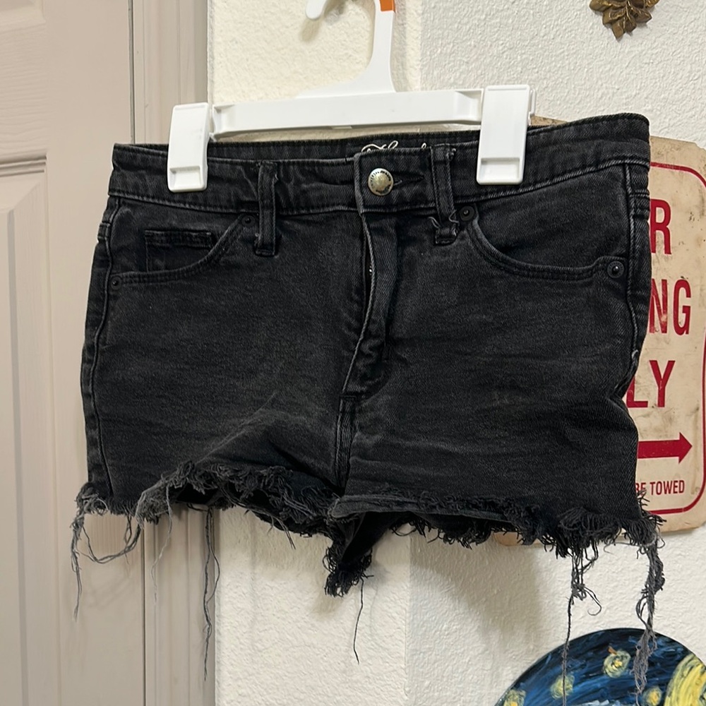 Black Denim Distressed Women's Shorts